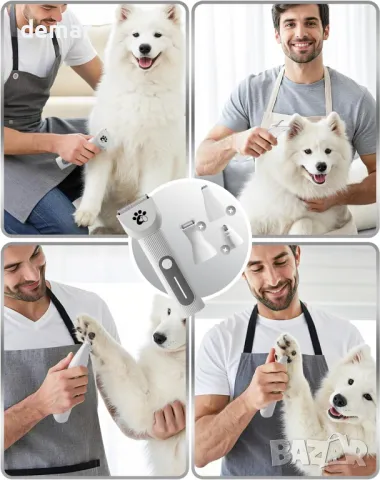 Комплект за подстригване на домашни любимци 4 в 1, IPX5, нисък шум, без кабел, снимка 5 - Други стоки за животни - 48896551
