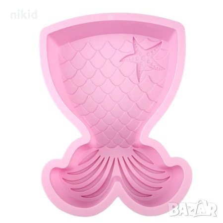 Гигант Рибена опашка русалка силиконов молд форма за кекс десерт сладкиш торта релефна , снимка 2 - Форми - 30825169