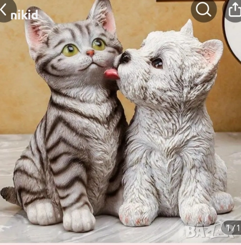 3D Куче и коте силиконов молд форма фондан шоколад смола гипс свещ декор, снимка 2 - Форми - 51934779