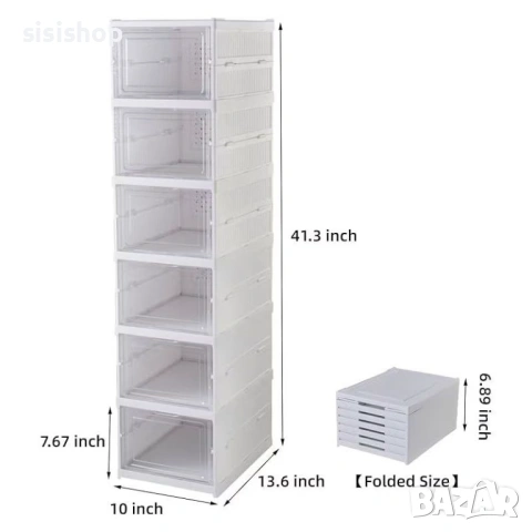 Вертикален пластмасов стелаж за обувки с 6 секции – Максимално място в минимално пространство 4913, снимка 7 - Други стоки за дома - 53993464