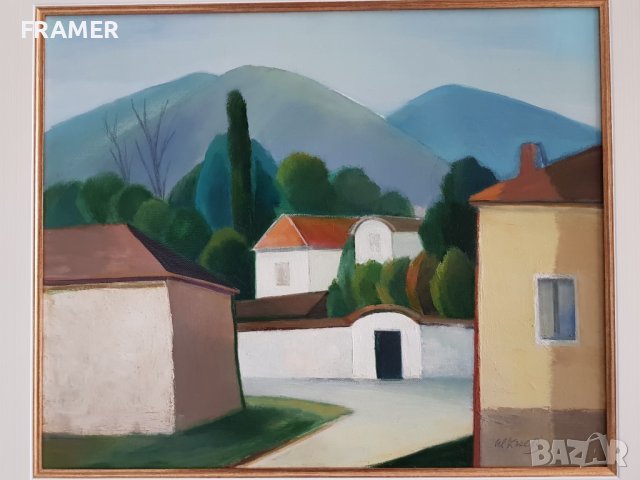 Иван Кънев с. Енина 1990те год. красив пейзаж с маслени бои, снимка 3 - Картини - 42065699