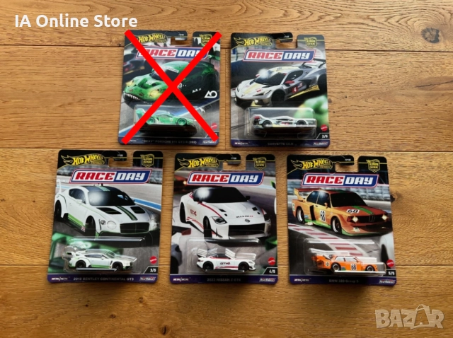 Hot Wheels Premium Car Culture: Race Day - Porsche GT3 R Rexy, Continental GT3, GT4, BMW 320, C8.R