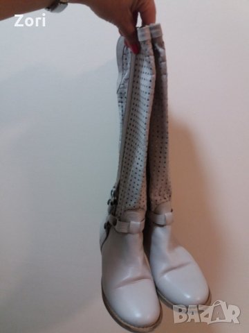 -20% ЛЕТНИ светлосиви ботуши с лазерна перфорация от ЕСТЕСТВЕНА КОЖА  - 36 номер, снимка 3 - Дамски ботуши - 29675031