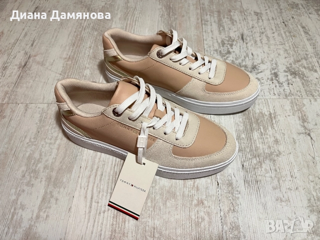 TOMMY HILFIGER LEATHER COURT SNEAKER ROSE, снимка 2 - Кецове - 52529614