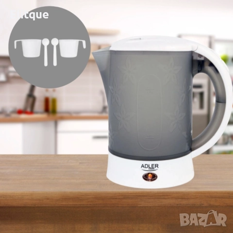 Електрическа кана Adler AD1268, 600W, 0.6l, сив, 2 ГОДИНИ ГАРАНЦИЯ, снимка 4 - Друга електроника - 52888950