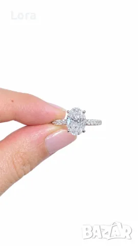 Пръстен с Диамант 3 ct Бяло Злато 14 kt и IGI Сертификат, снимка 3 - Пръстени - 55981598