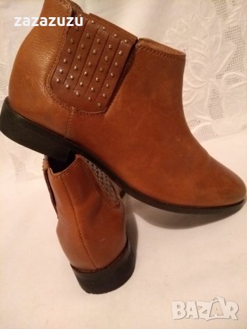 ЕСТЕСТВЕНА КОЖА дамски боти, цвят карамел