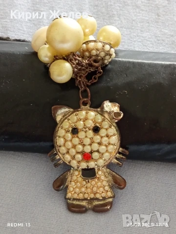 Метален ключодържател коте с кристали и седеф за КОЛЕКЦИОНЕРИ 42638