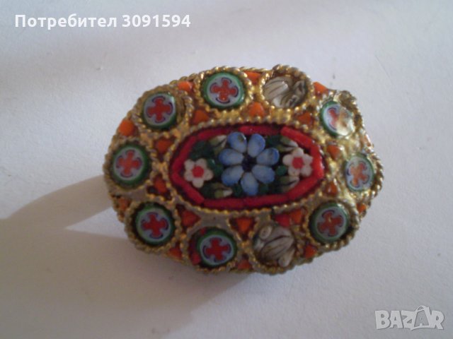  брошка венецианска мозайка, снимка 3 - Антикварни и старинни предмети - 35510309