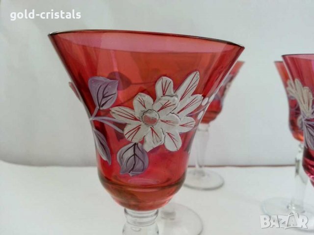 Кристални чаши Бохемия ръчно рисувани , снимка 12 - Антикварни и старинни предмети - 30064398