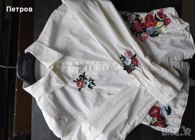 Бяла дамска риза с бродерия , снимка 11 - Ризи - 52790433