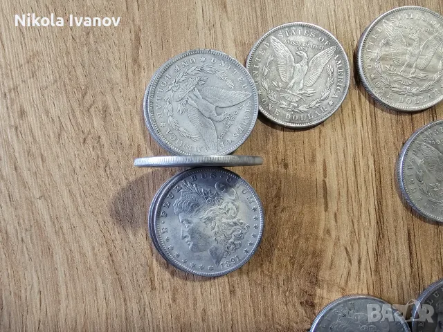 Американски долар | 1 Dollar Morgan | винтидж сувенирна колекционерска монета | посребрена |подарък, снимка 6 - Нумизматика и бонистика - 56246209