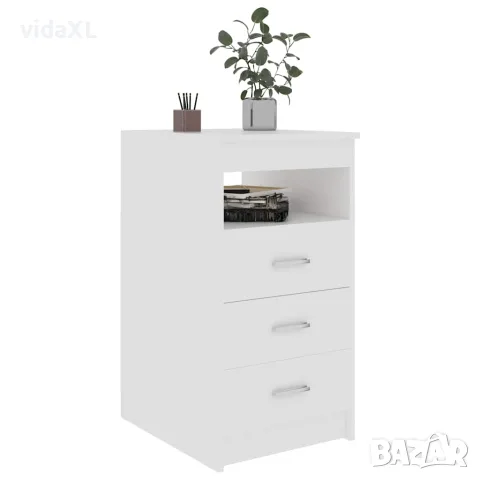 vidaXL Шкаф с чекмеджета, бял, 40x50x76 см, инженерна дървесина, снимка 3 - Шкафове - 56147755