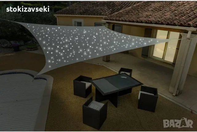 Соларно LED слънчево платно – Сянка през деня, звездна магия през нощта