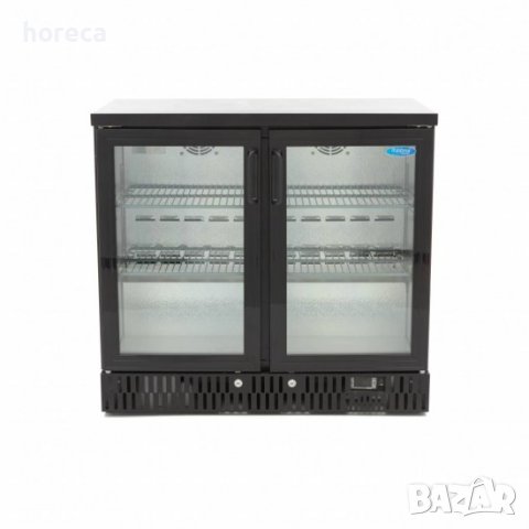 хладилна витрина за бар, 227л - от 0° до +12°C - две стъклени врати - черна, снимка 1 - Витрини - 40250152
