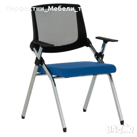 Стол в синя/черна еко кожа за футболни фенове на ЛЕВСКИ-посетитеслки стол,кожен стол Исо, снимка 6 - Столове за офис - 49193183