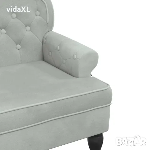 vidaXL Пейка с облегалка, светло сива, 119,5x64,5x75 см, кадифе, снимка 6 - Дивани и мека мебел - 56147416