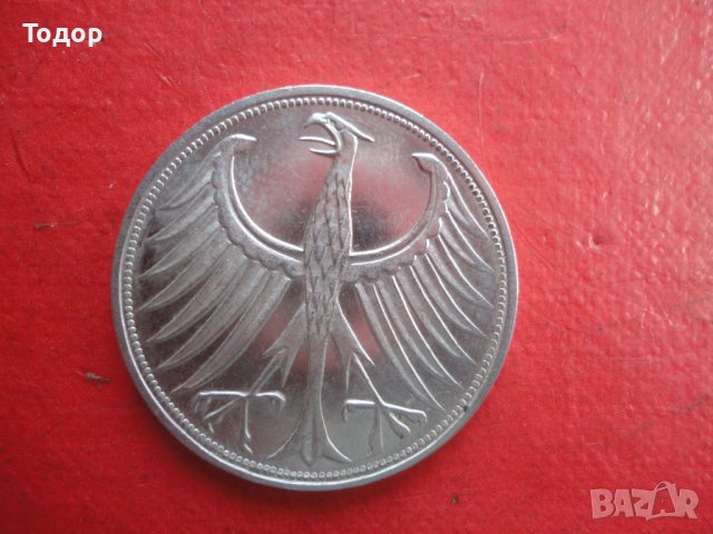 5 марки 1966 сребърна монета Германия, снимка 5 - Нумизматика и бонистика - 39941366