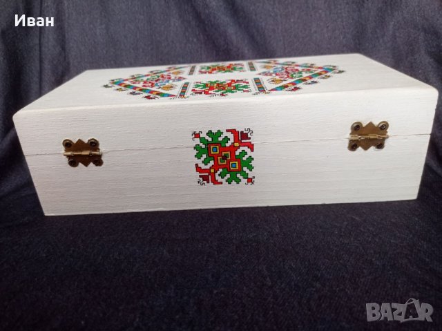 Дървена кутия с българска шевица - ръчна изработка, снимка 5 - Подаръци за жени - 33807126