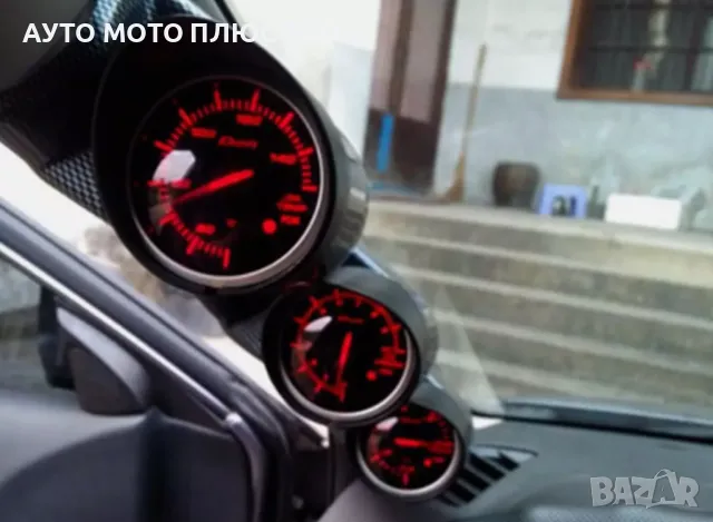 Стойка за 3 измервателни уреди 52мм. за колона - Черен., снимка 3 - Аксесоари и консумативи - 47966276