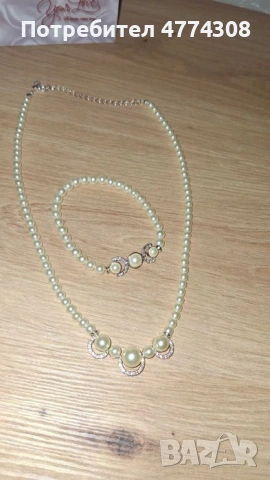 Комплект от перли колие и гривна. , снимка 5 - Колиета, медальони, синджири - 53938910