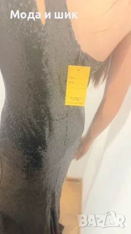 Дълга черна рокля с едно рамо, снимка 2 - Рокли - 49329031