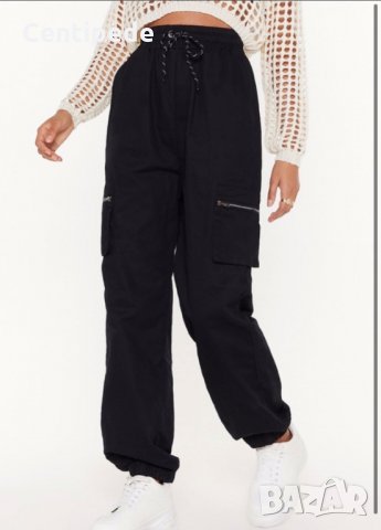 Cargo панталон с висока талия и странични джобове Nasty Gal, снимка 3 - Панталони - 30289769