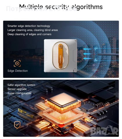 Робот за почистване на прозорци с двойна водна струя, всмукателна мощност 6000Pa, снимка 11 - Други - 51831617