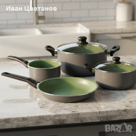 Комплект съдове Michelino Lara – 6 Части с незалепващо Pfluon покритие и турбо индукция, снимка 2 - Прибори за хранене, готвене и сервиране - 53238822