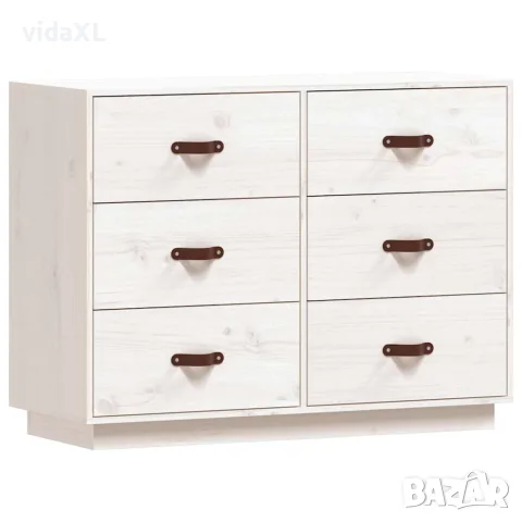 vidaXL Сайдборд, бял, 100x40x75 см, бор масив, снимка 1 - Бюфети - 56147931