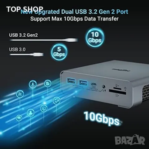 Нова USB C Докинг Станция 16 в 1 с Тройно 4K HDMI Излъчване, снимка 2 - Друга електроника - 49458014
