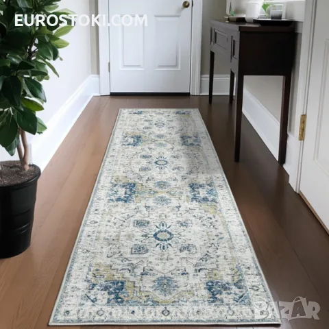Винтидж пътека TOPICK, 60 x 300 см, противоплъзгаща пътека с къс косъм, ориенталски ретро дизайн