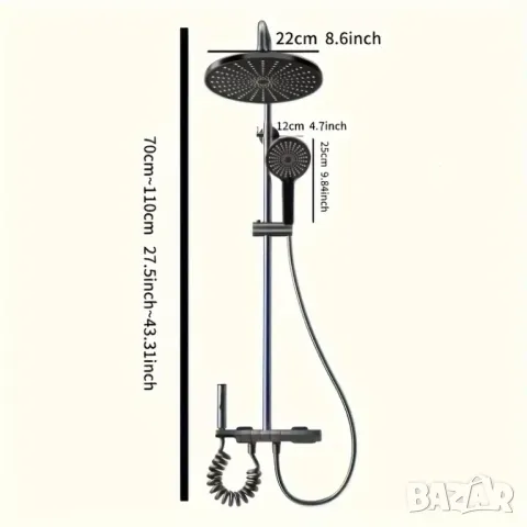 Луксозна система за душ HeroHome – Мед/Сив, стенен монтаж, снимка 2 - ВИК - 49875865