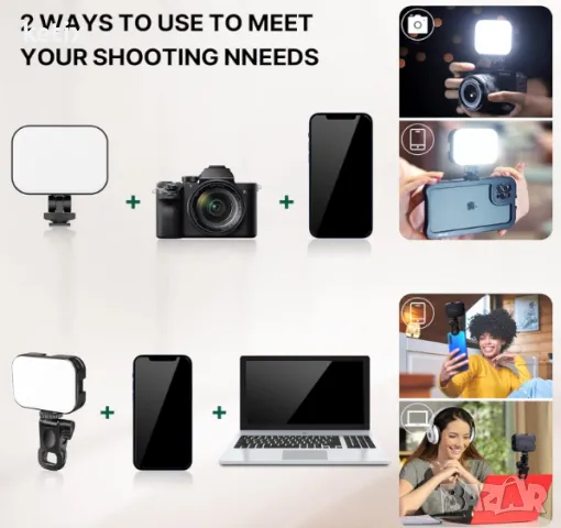 ULANZI VL100X LED селфи светлина с щипка, снимка 4 - Светкавици, студийно осветление - 48441039