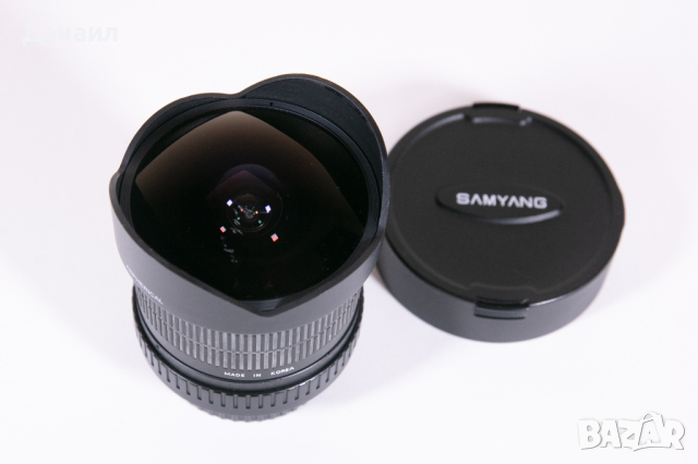 Lens Samyang 8mm f/3.5 Fish-eye CS  EF-S /EOS/  , снимка 3 - Обективи и филтри - 44630326