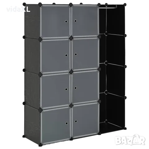 vidaXL Модулен шкаф с 9 отделения, 109x36,5x143 см, черно и бяло