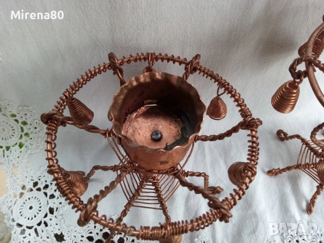 Винтидж свещници от мед, снимка 6 - Декорация за дома - 51629530