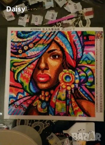 Диамантен гоблен " Африканска жена", снимка 3 - Гоблени - 31467069