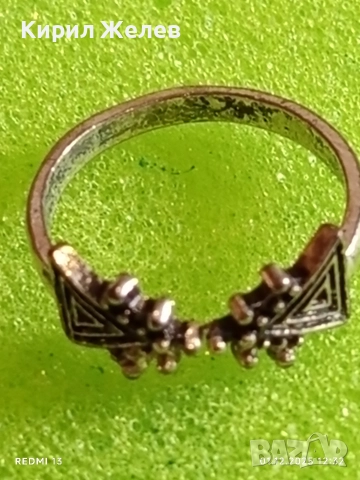 Сребърен пръстен с декоративни триъгълни елементи много красив стилен дизайн 52363, снимка 5 - Пръстени - 52606548