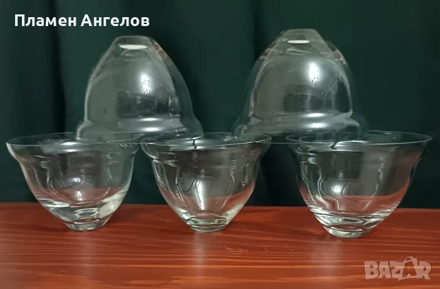 Комплект от 5 ретро стъклени вложки. , снимка 5 - Прибори за хранене, готвене и сервиране - 49349462
