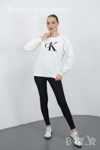 Calvin Klein Дамска Памучна Бяла Блуза С Дълъг Ръкав Код A965, снимка 4 - Блузи с дълъг ръкав и пуловери - 52059606
