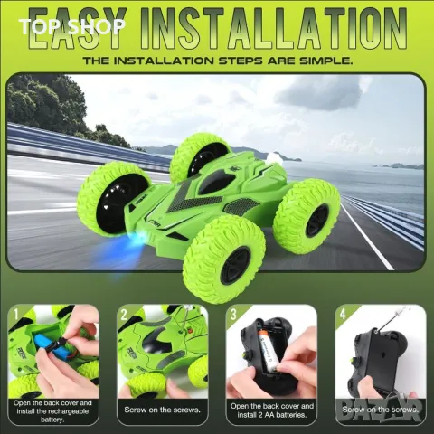 Кола с дистанционно управление 2,4 Ghz, 360° двустранна каскадьорска Rc кола за 3-8 години, снимка 5 - Електрически играчки - 49971271