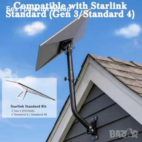 Нова Стойка за Starlink Gen 3 4 4X Стенен Монтаж 180° Регулируема Стоманена Антена Покрив, снимка 4 - Други стоки за дома - 56129707