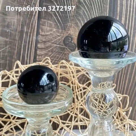 Елегантна Черна Кристална Топка с метална стойка в сребрист цвят,Фенг Шуй, снимка 7 - Декорация за дома - 48256477