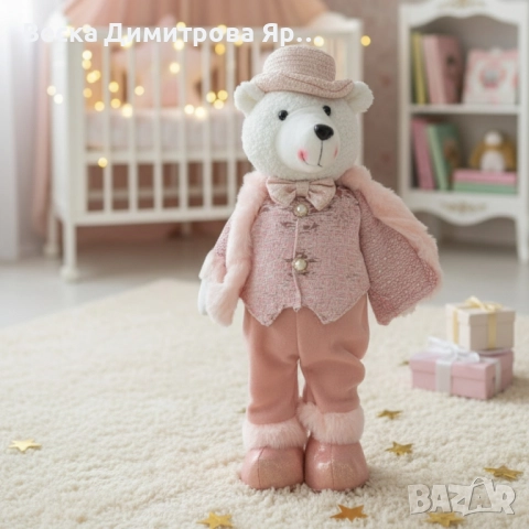 Плюшено мече с празничен тоалет – стилна декорация за дом, офис и подарък, снимка 2 - Плюшени играчки - 52120547