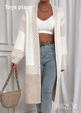 XL Нова модерна пухкава дълга жилетка , снимка 2 - Жилетки - 52500205