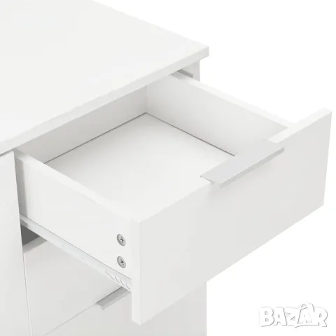 vidaXL Бюфет, бяло със силен гланц, 107x35x80,5 см, снимка 6 - Бюфети - 56146552