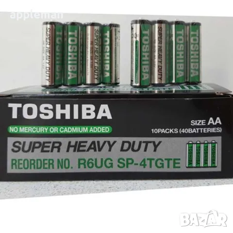 Кутия 40 батерии TOSHIBA Super Heavy Duty R6 АА батерия тошиба, снимка 2 - Външни батерии - 48741741