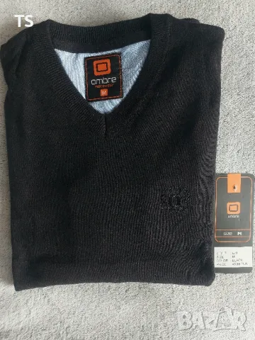 Мъжки черен пуловер М размер, снимка 4 - Пуловери - 48802609