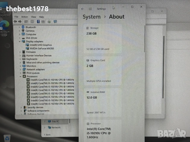 15.6 Acer 5`i5-10210U/12GB DDR4/256GB SSD/Nvidia MX350/Full HD IPS/Бат 8ч, снимка 8 - Лаптопи за игри - 53343412